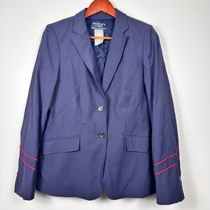 Lands End American Airlines Navy Blue Blazer Red Stripes Women's 6 Long Sleeve